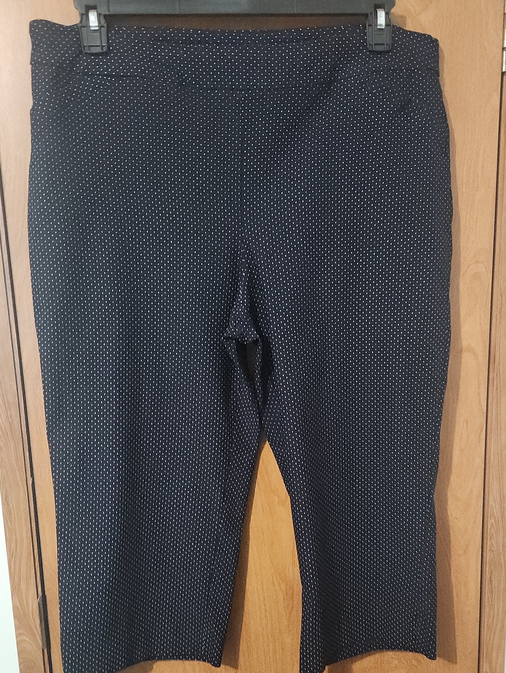Kim Rogers Navy with White Pin Dot Cropped Pants